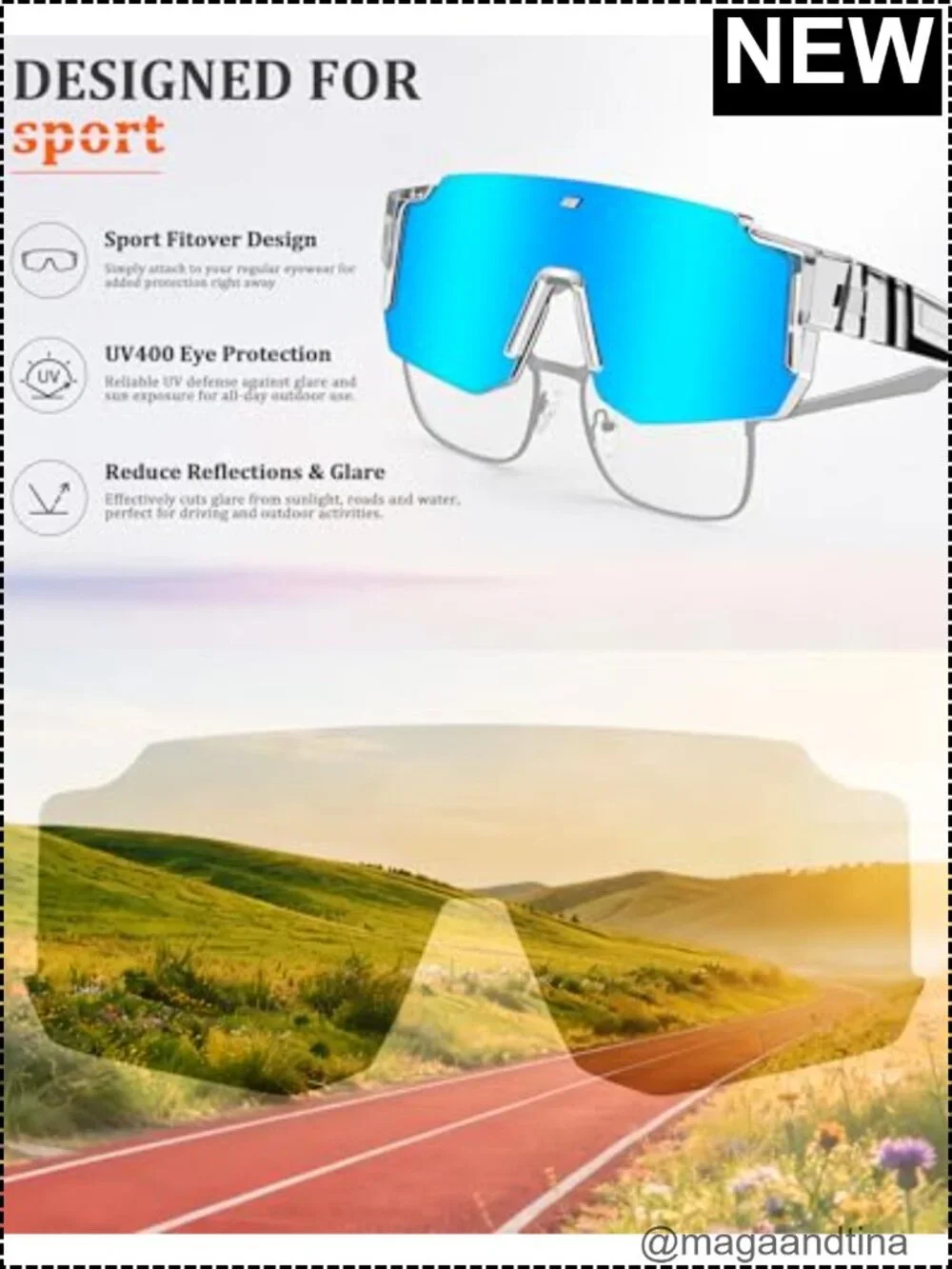 Oversized Fit-Over Sunglasses UV400 Polarized Sporty TR90 Frame